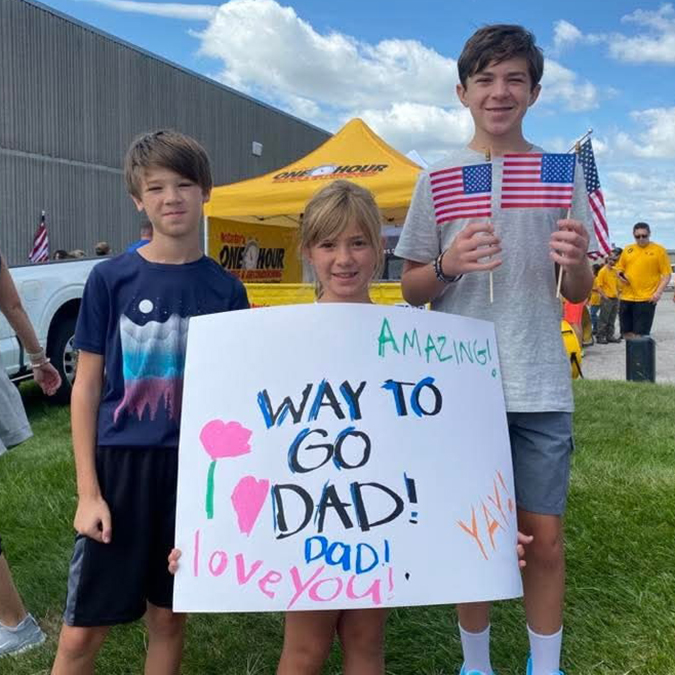 Diefenbaugh’s kids cheered him on during his walk.  